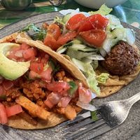 Soy chorizo (left) and new falafel (right) tacos  at BelAir Cantina in Brookfield