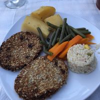 Vegan schnitzel  at Sagittarius Restaurant in Kos