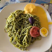 Green pasta at Comedor Vegetariano in Cusco