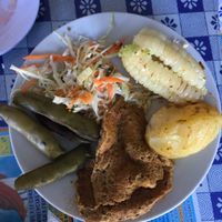 Main dish lunch menu with Seitan at Comedor Vegetariano in Cusco