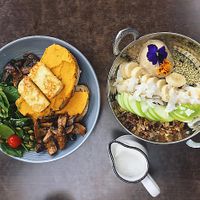 Two of the breakfast bowls at Buddha Bowl Cafe in Newtown