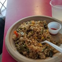 My hubby Quiona stir fry at EBN's Vegan Cuisine in Charlotte