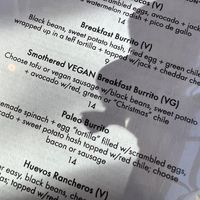 Menu options   at Sweetwater Harvest Kitchen in Santa Fe
