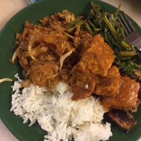 Mixed Asian style curry and veg  at Evergreen Vegetarian House 长青素食之家 in Penang