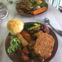 RM 22 for 2 big plates. SO GOOD!! at Evergreen Vegetarian House 长青素食之家 in Penang