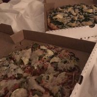 Artichoke and spinach (back) GF Vege (front) at Misty Mountain Pizza in Whistler