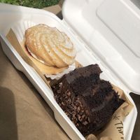 Viennese whirl & chocolate fudge cake at Cafe Thrive in Southampton