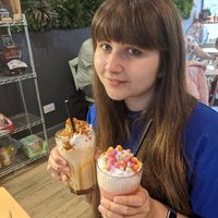 Biscoff Milkshake (left) and Candyfloss Milkshake (right) at Cafe Thrive in Southampton
