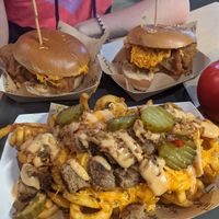 Chicken Burgers and loaded chips 😋 at Cafe Thrive in Southampton