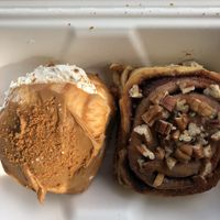 Biscoff donut and maple pecan cinnamon bun  at Cafe Thrive in Southampton