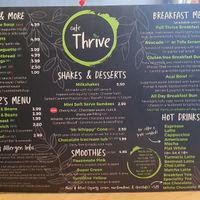 Menu correct as of 15.2.23 at Cafe Thrive in Southampton