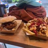 Seitan kebab loaded fries   at Cafe Thrive in Southampton