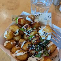 Amazing Okonomiyaki tater tots at Cafe Thrive in Southampton