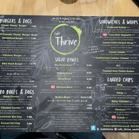 Menu  at Cafe Thrive in Southampton
