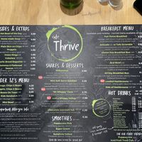 Menu  at Cafe Thrive in Southampton