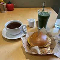 All Day Breakfast Bun with Super Green Smoothie  at Cafe Thrive in Southampton