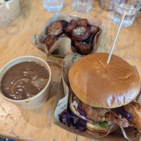 Christmas burger with rosemary salted roast potatoes and onion gravy 🤤 at Cafe Thrive in Southampton