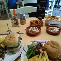 Burgers and sides at Cafe Thrive in Southampton
