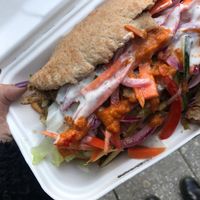 Vegan kebab with cheesy chips  at Cafe Thrive in Southampton