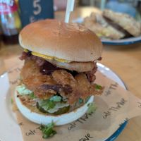 Yummy burger at Cafe Thrive in Southampton