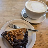 Biscoff Brownie and chai latte at Cafe Thrive in Southampton