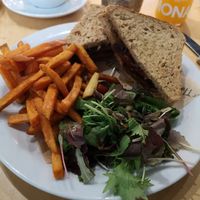 Smokey seitan sandwich at Cafe Thrive in Southampton