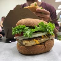 Vegan cheese burger at Hawaiian Moons Cafe & Juice Bar in Kihei