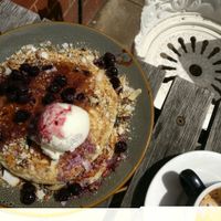 blueberry pancakes at Little Lucky Cafe in Bacchus Marsh