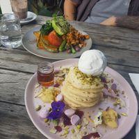 Vegan Big Breakfast & Vegan Pancakes at Little Lucky Cafe in Bacchus Marsh