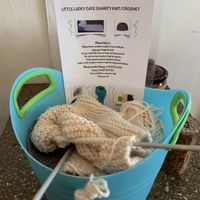 Charity knitting  at Little Lucky Cafe in Bacchus Marsh
