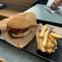 Swing Burger with fries  at Swing Kitchen - Kaiserfeldgasse in Graz