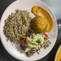 Lentil and veggie pattie  at Boho Kavine in Vilnius