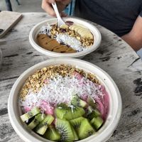 Pitaya in front, Açaí in back  at Juicilicious in Salem