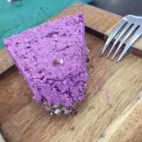 Delicious vegan cheesecake (I was so excited that I took a bite before remembering that I should take q picture for Happy Cow). at Bastion Kitchen in Athlone