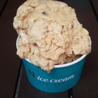 Apple pie, almonds, caramel at N'Ice Cream Factory in Wroclaw