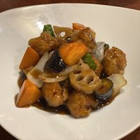 Vegan sweet and sour made with soy meat.  at China Dining Hiten in Nara
