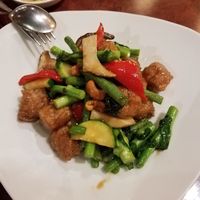 Stir fry soy meat, cashews, and vegetables at China Dining Hiten in Nara