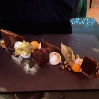 Brownie and meringue dessert at Veginity in Dublin