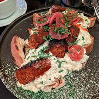 bread with tofu scramble and chorizo at Veginity in Dublin