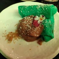 Dadar Gulung with tamarind icecream at Veginity in Dublin