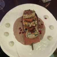 Aubergine Moussaka with Courgette Pancakes  at Veginity in Dublin