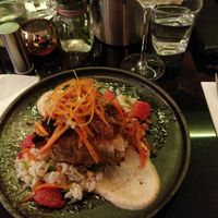 Charred Jerk Ch*cken Breast with Confetti Rice Salad, Pink Grapefruit Ting Dressing and hot Habanero Escovich Pickles at Veginity in Dublin