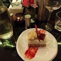 Pineapple upside-down Sponge Cake with Coconut Mousse, Mango and white Chocolate Spheres at Veginity in Dublin