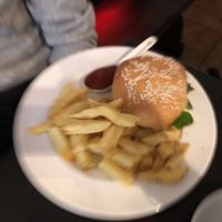 Breakfast Burger and chips at Veginity in Dublin