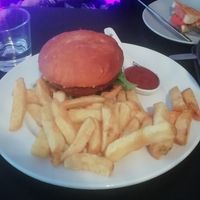 Vegan burger and chips at Veginity in Dublin