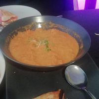 Soup of the day with a vegan cheese and tomato toastie at Veginity in Dublin