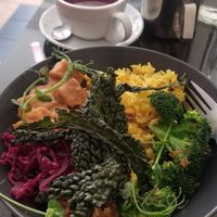 Buddha bowl including tofu in peanut sauce at Veginity in Dublin