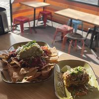 Nachos (large plate) and Elote (small plate)  at Trippy Taco in Fitzroy