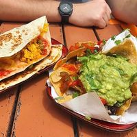 Vegan breakfast quesadilla and the vegan nachos  at Trippy Taco in Fitzroy