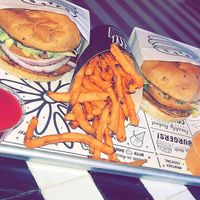guac burger and sweet potato fries at Beatnic - Providence in Providence